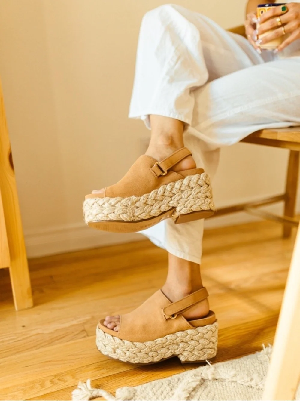 Anthro Kelsi Dagger Brooklyn Keys Yellow Suede Platform Espadrille Sandal Sz 11